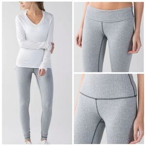 Lululemon Wunder Under High Rise Grey Herringbone Leggings Size 8